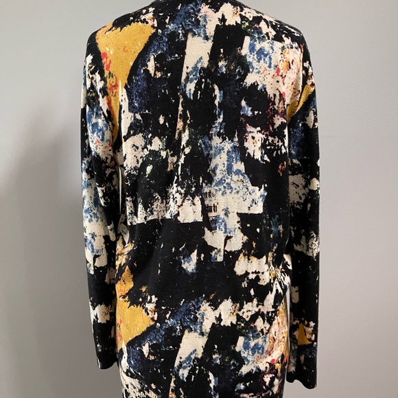 TORY BURCH Simone Patterned Abstract Cardigan Merino Wool {ZZ20} - Picture 4 of 11